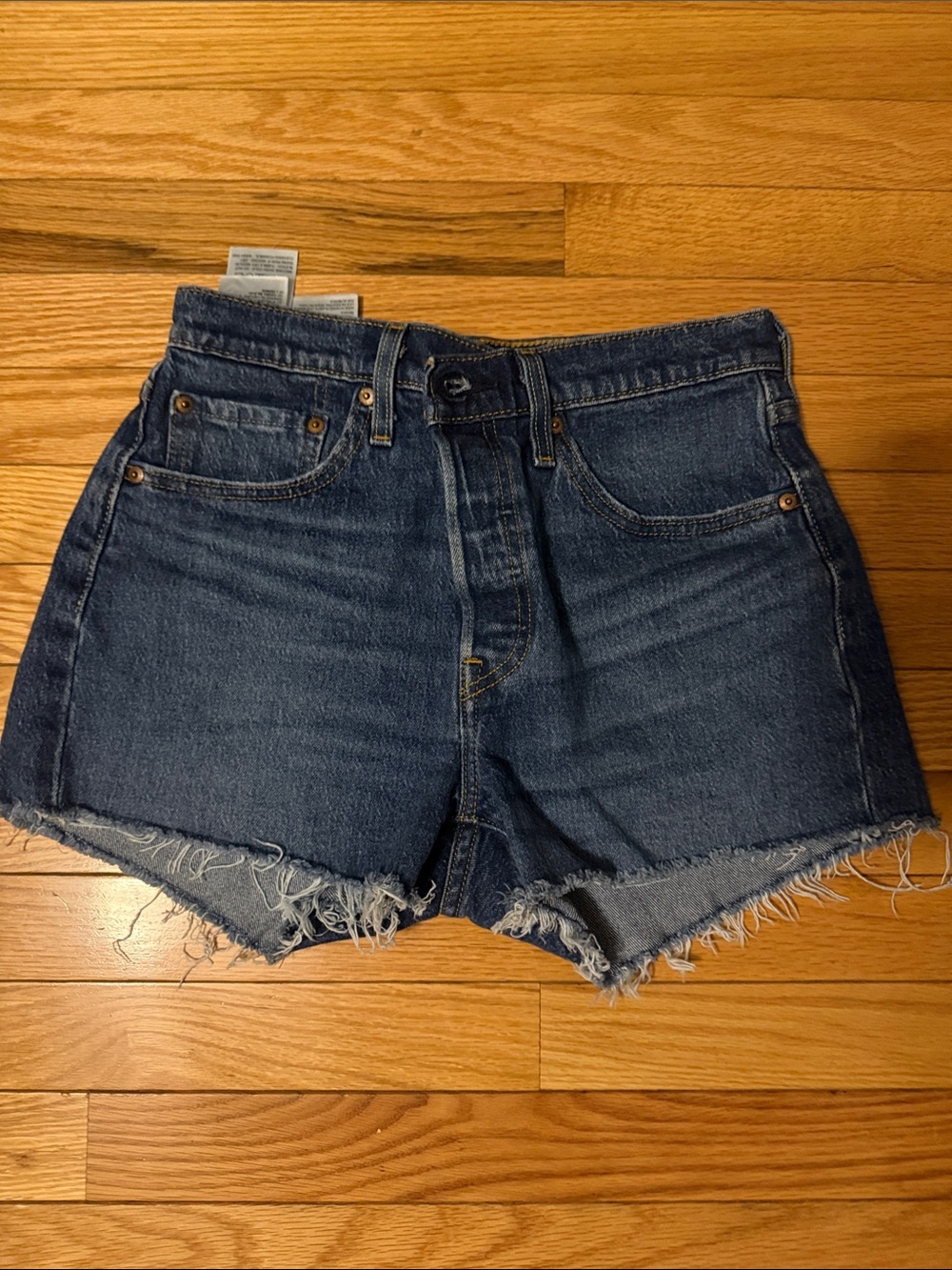 Levi's Dark Blue High-Rise Cutoff Denim Shorts